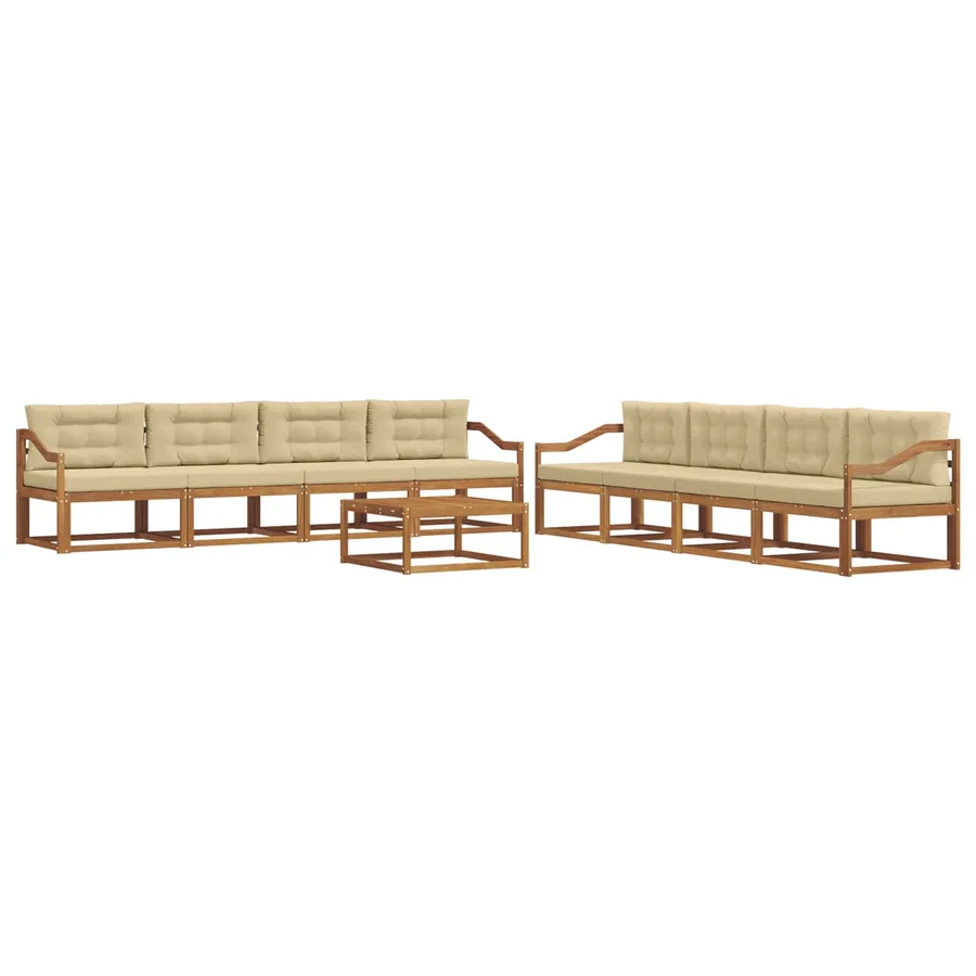 Ensemble de canapés d'extérieur 9 pcs Naturel et Beige - 2