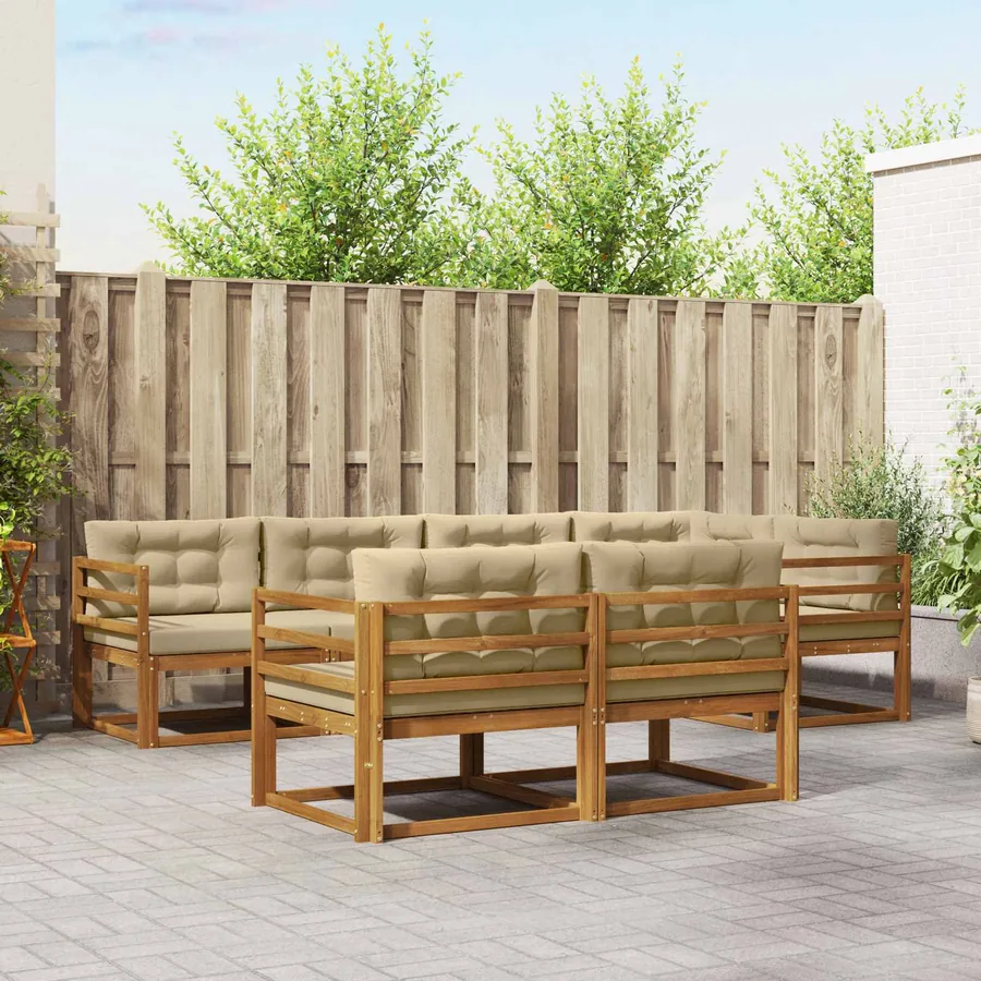 Ensemble de canapés d'extérieur 7 pcs Naturel et Beige