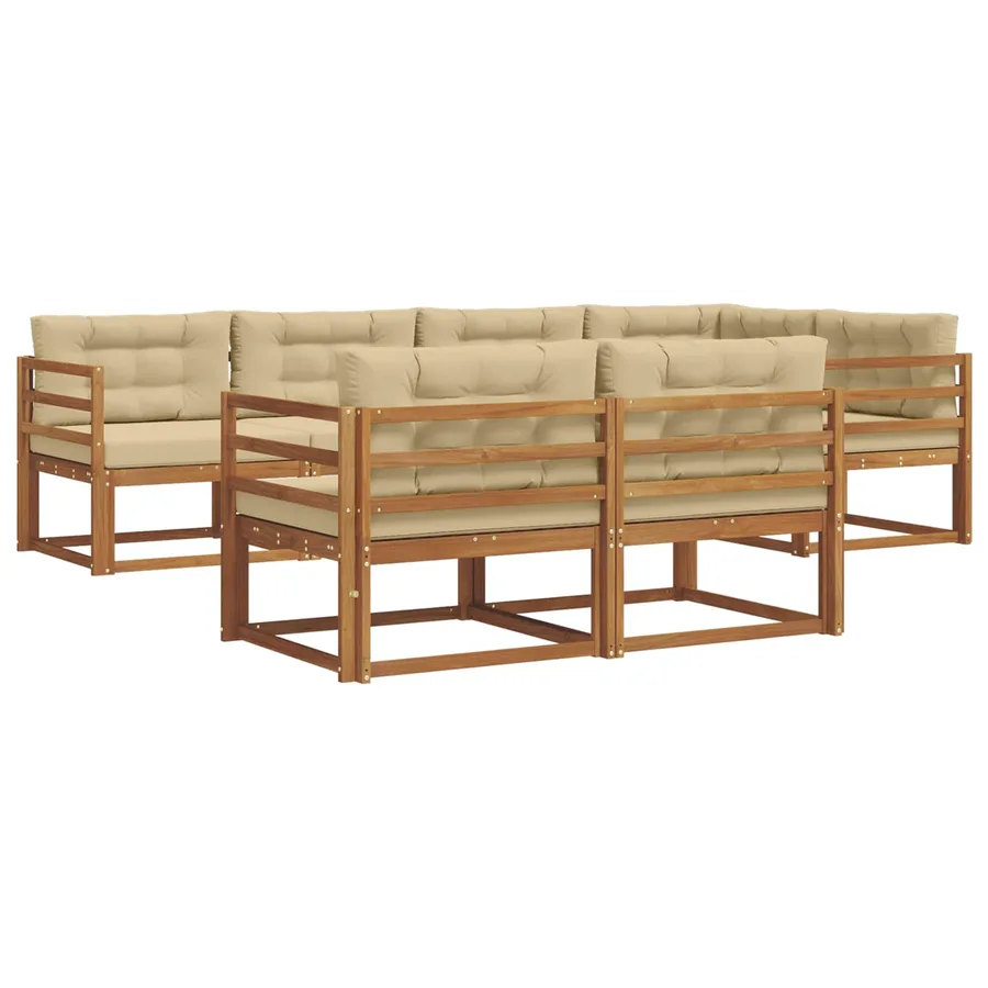 Ensemble de canapés d'extérieur 7 pcs Naturel et Beige - 2