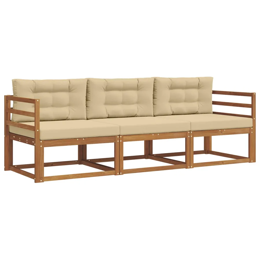 Ensemble de canapés d'extérieur 3 pcs Naturel et Beige - 2