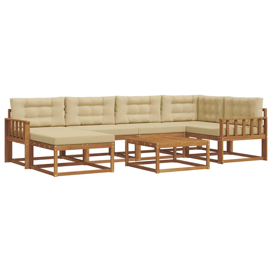 Ensemble de canapés d'extérieur 7 pcs Naturel et Beige - 2