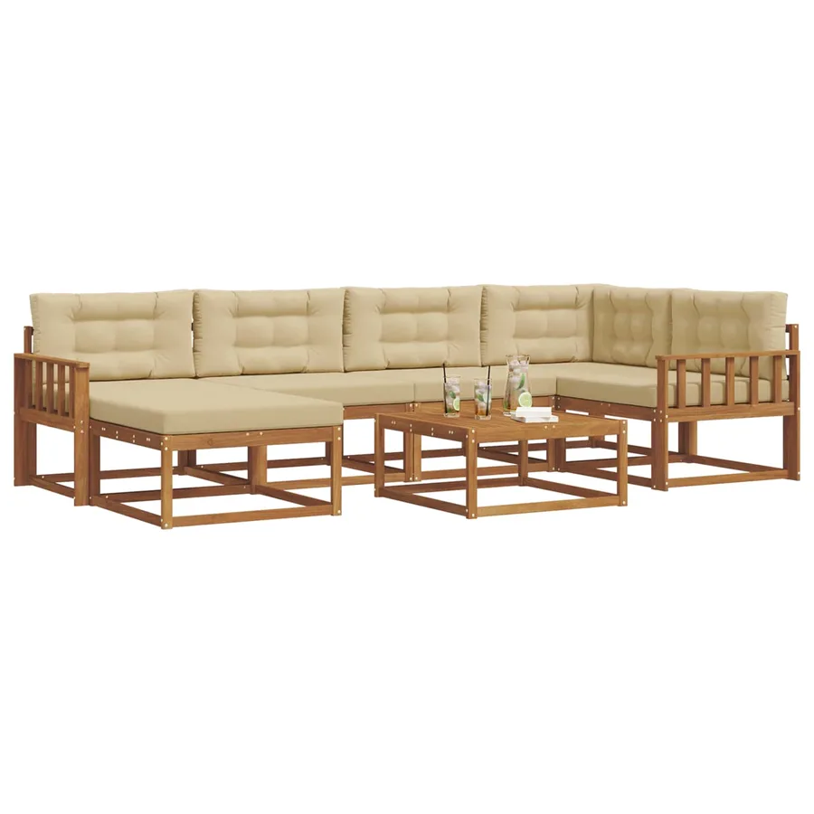 Ensemble de canapés d'extérieur 7 pcs Naturel et Beige - 3