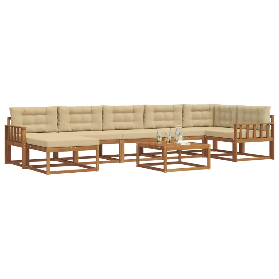 Ensemble de canapés d'extérieur 8 pcs Naturel et Beige - 3