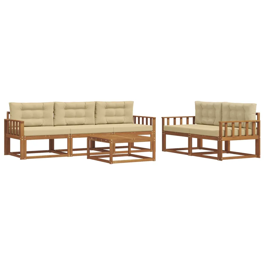 Ensemble de canapés d'extérieur 6 pcs Naturel et Beige - 2