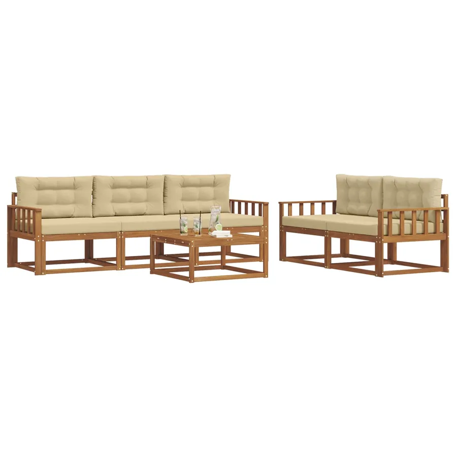 Ensemble de canapés d'extérieur 6 pcs Naturel et Beige - 3