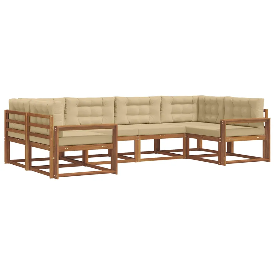 Ensemble de canapés d'extérieur 6 pcs Naturel et Beige - 2