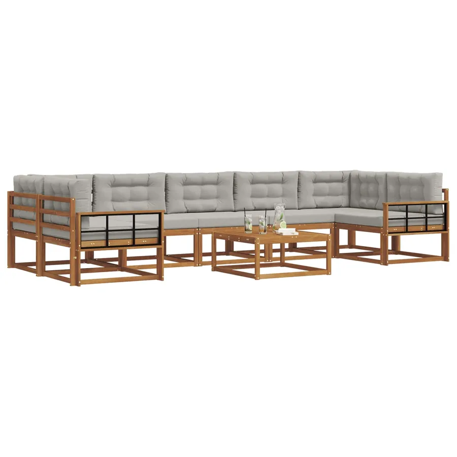 Ensemble de canapés d'extérieur 8 pcs Gris Naturel et Clair - 3