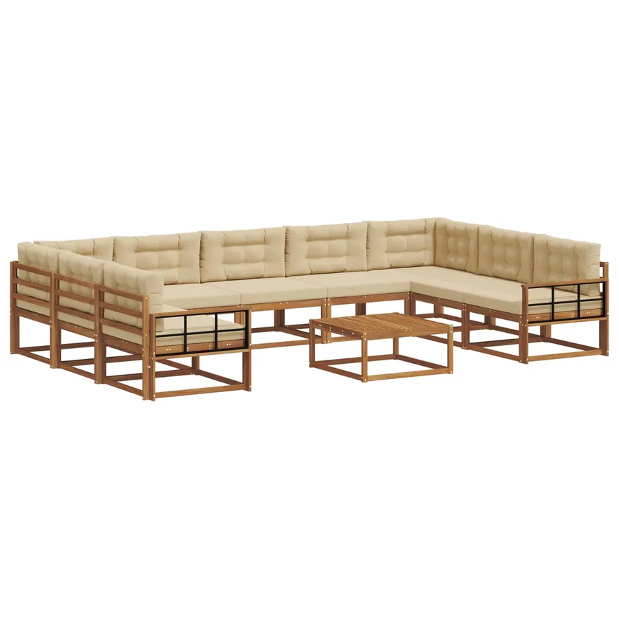 Ensemble de canapés d'extérieur 10 pcs Naturel et Beige - 2
