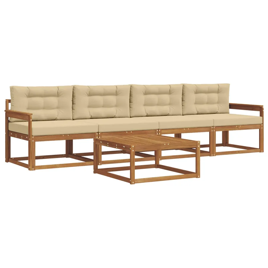 Ensemble de canapés d'extérieur 5 pcs Naturel et Beige - 2