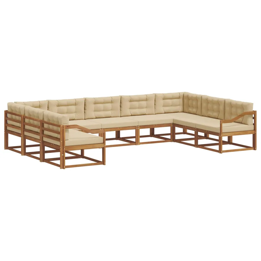Ensemble de canapés d'extérieur 9 pcs Naturel et Beige - 2