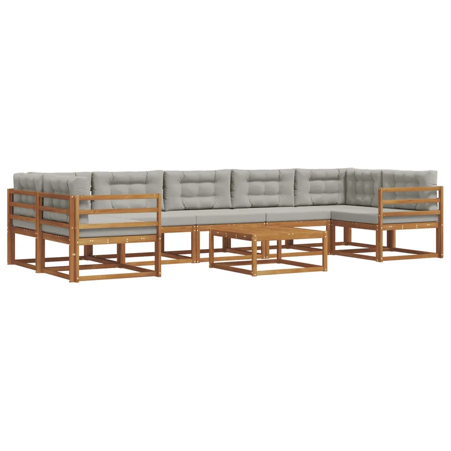 Ensemble de canapés d'extérieur 8 pcs Gris Naturel et Clair - 2