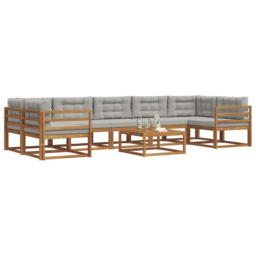 Ensemble de canapés d'extérieur 8 pcs Gris Naturel et Clair - 3