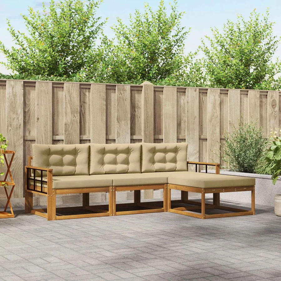 Ensemble de canapés d'extérieur 4 pcs Naturel et Beige