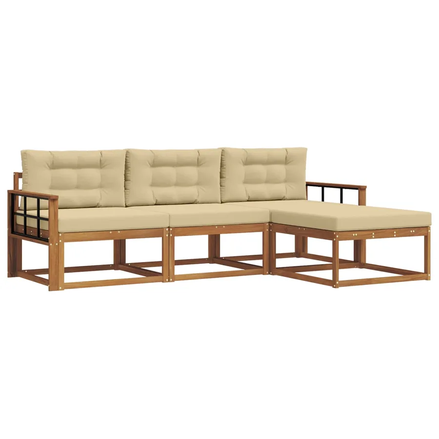 Ensemble de canapés d'extérieur 4 pcs Naturel et Beige - 2