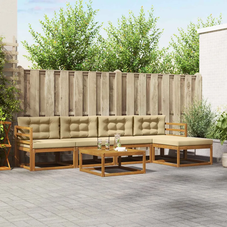Ensemble de canapés d'extérieur 6 pcs Naturel et Beige