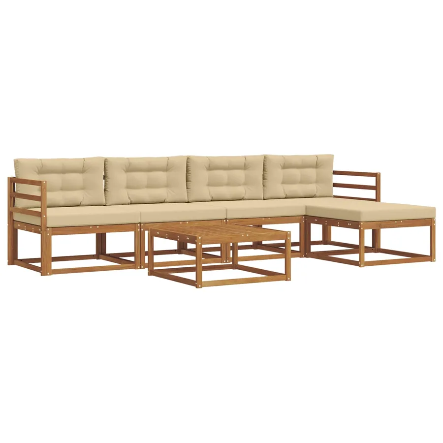 Ensemble de canapés d'extérieur 6 pcs Naturel et Beige - 2