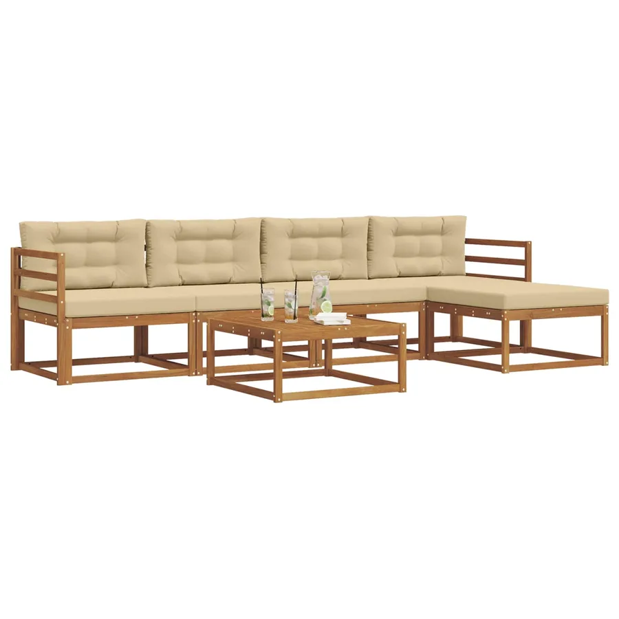 Ensemble de canapés d'extérieur 6 pcs Naturel et Beige - 3