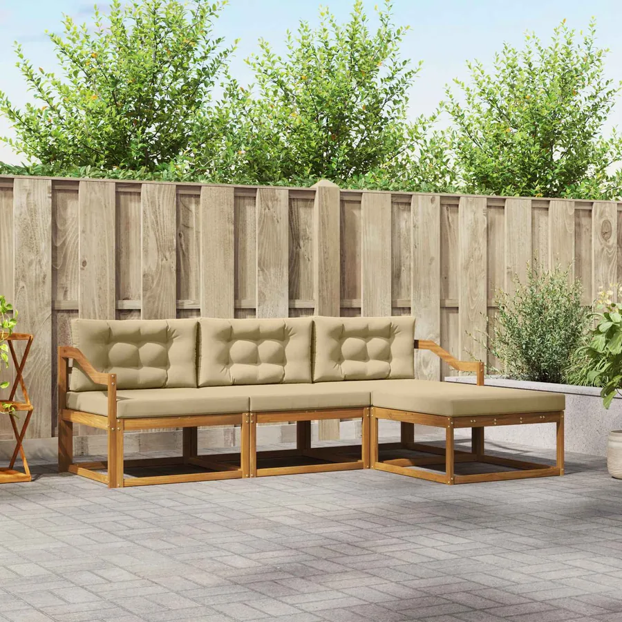 Ensemble de canapés d'extérieur 4 pcs Naturel et Beige