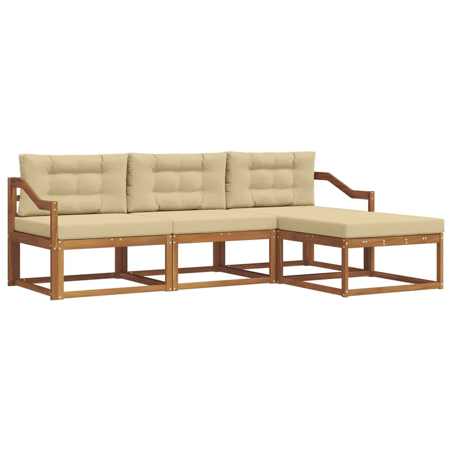 Ensemble de canapés d'extérieur 4 pcs Naturel et Beige - 2