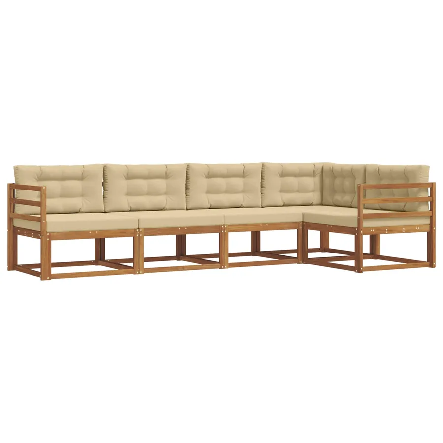 Ensemble de canapés d'extérieur 5 pcs Naturel et Beige - 2