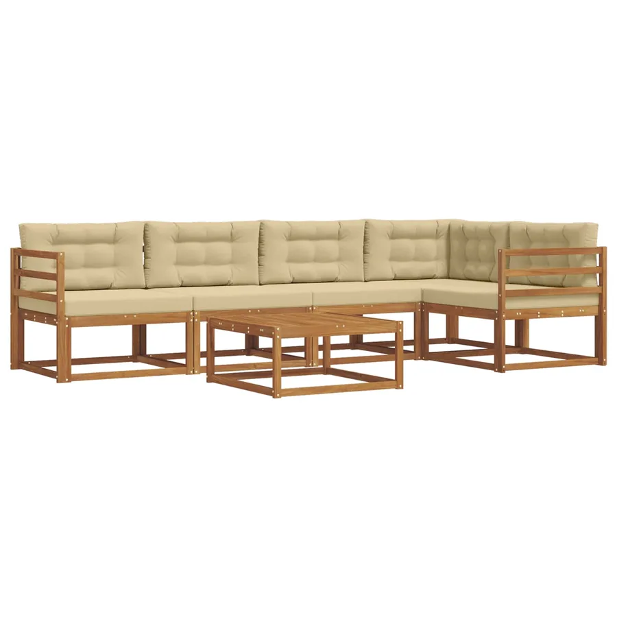 Ensemble de canapés d'extérieur 6 pcs Naturel et Beige - 2