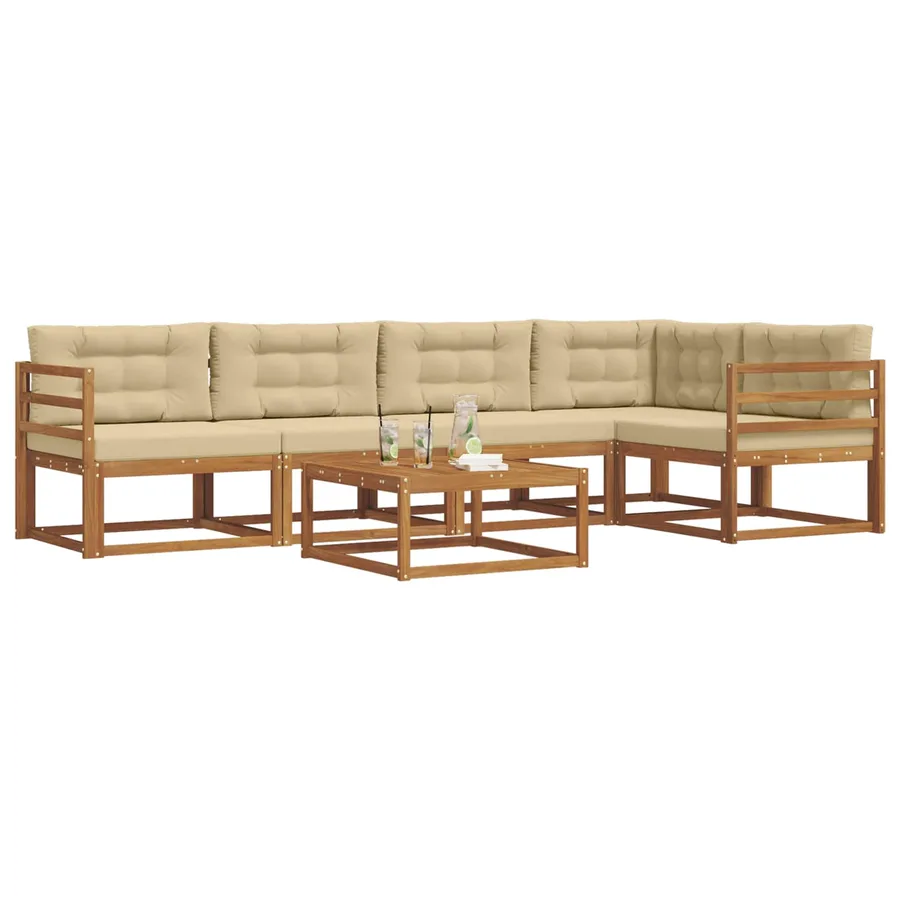 Ensemble de canapés d'extérieur 6 pcs Naturel et Beige - 3