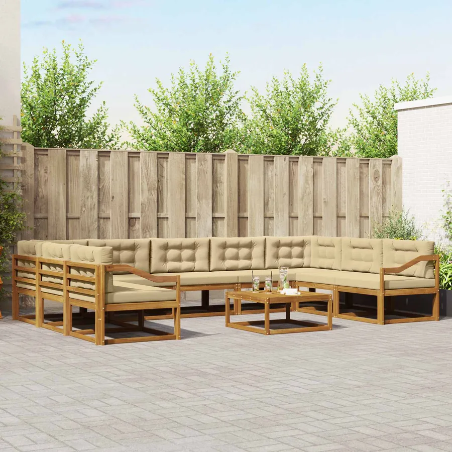 Ensemble de canapés d'extérieur 10 pcs Naturel et Beige