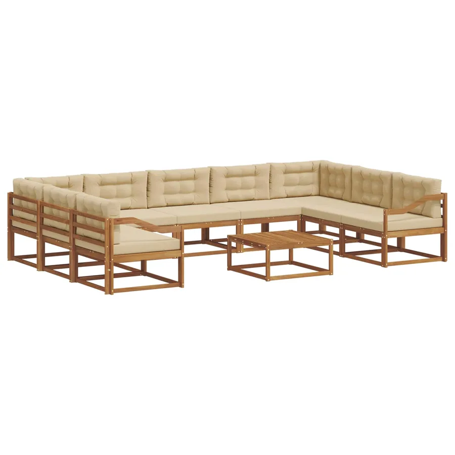 Ensemble de canapés d'extérieur 10 pcs Naturel et Beige - 2