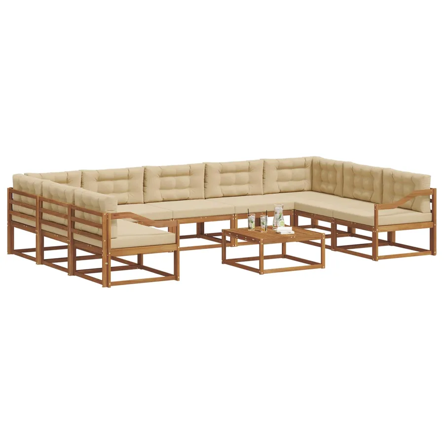 Ensemble de canapés d'extérieur 10 pcs Naturel et Beige - 3