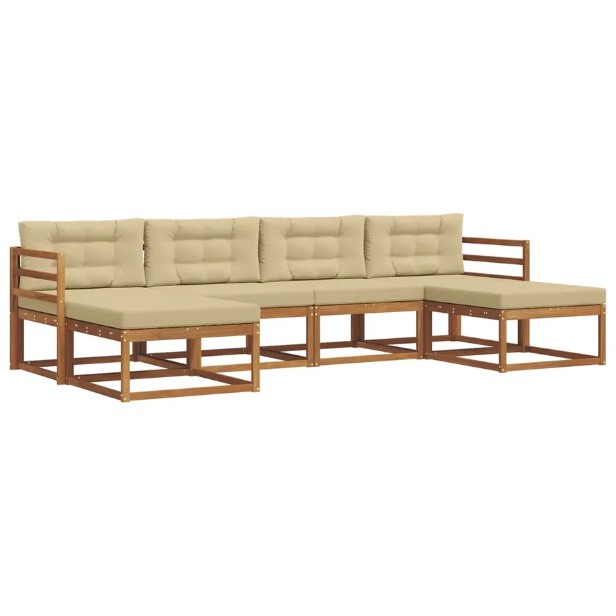 Ensemble de canapés d'extérieur 6 pcs Naturel et Beige - 2