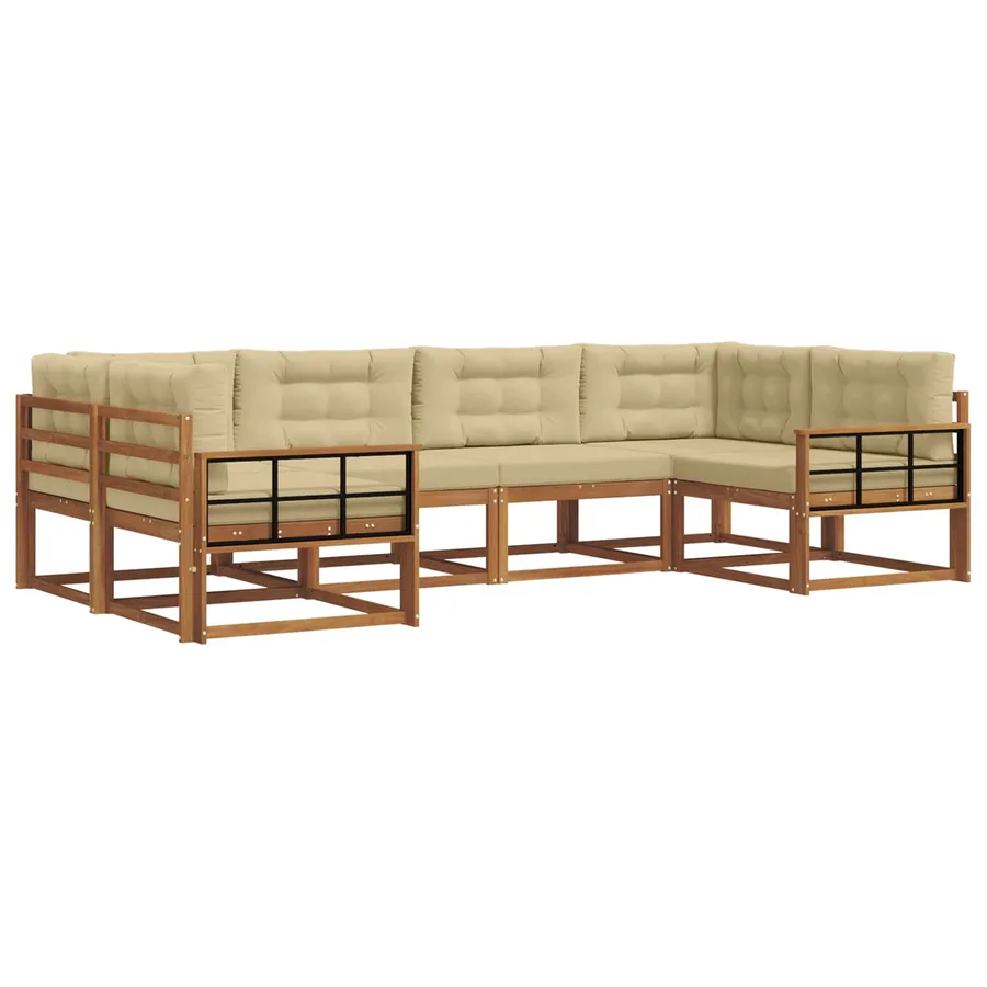 Ensemble de canapés d'extérieur 6 pcs Naturel et Beige - 2