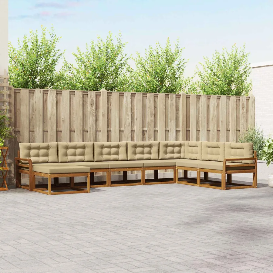 Ensemble de canapés d'extérieur 8 pcs Naturel et Beige