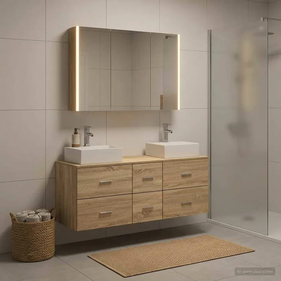 Ensemble de mobilier de salle de bain 4 pcs Chêne Sonoma