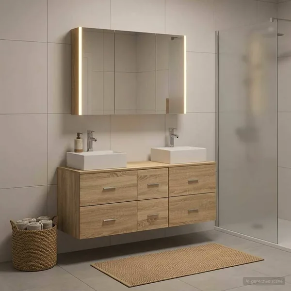 Ensemble de mobilier de salle de bain 4 pcs Chêne Sonoma
