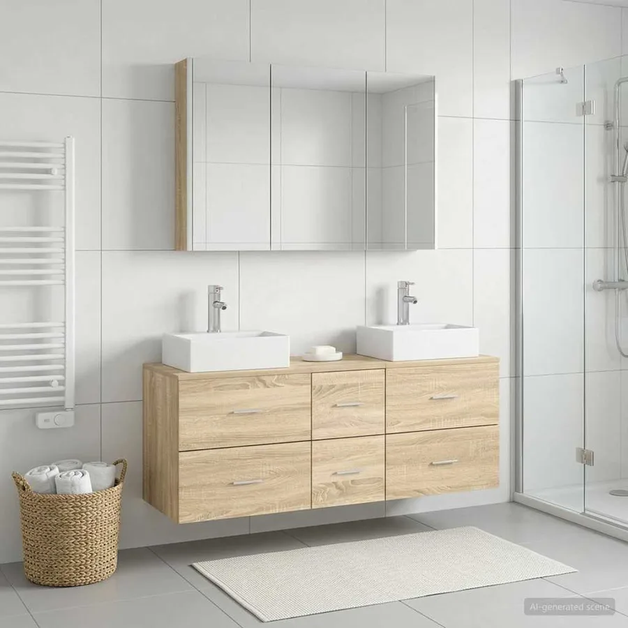 Ensemble de mobilier de salle de bain 4 pcs Chêne Sonoma - 4