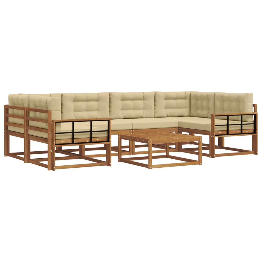 Ensemble de canapés d'extérieur 7 pcs Naturel et Beige - 2