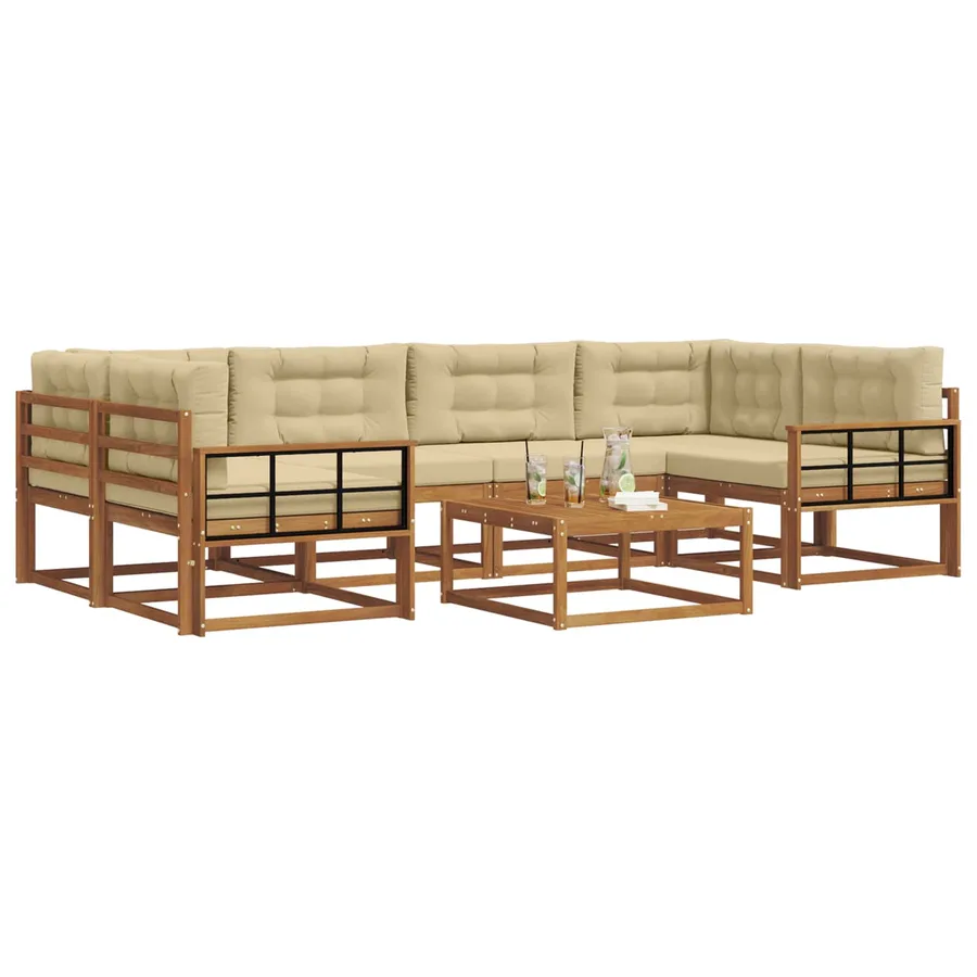 Ensemble de canapés d'extérieur 7 pcs Naturel et Beige - 3