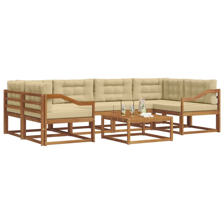 Ensemble de canapés d'extérieur 7 pcs Naturel et Beige - 3