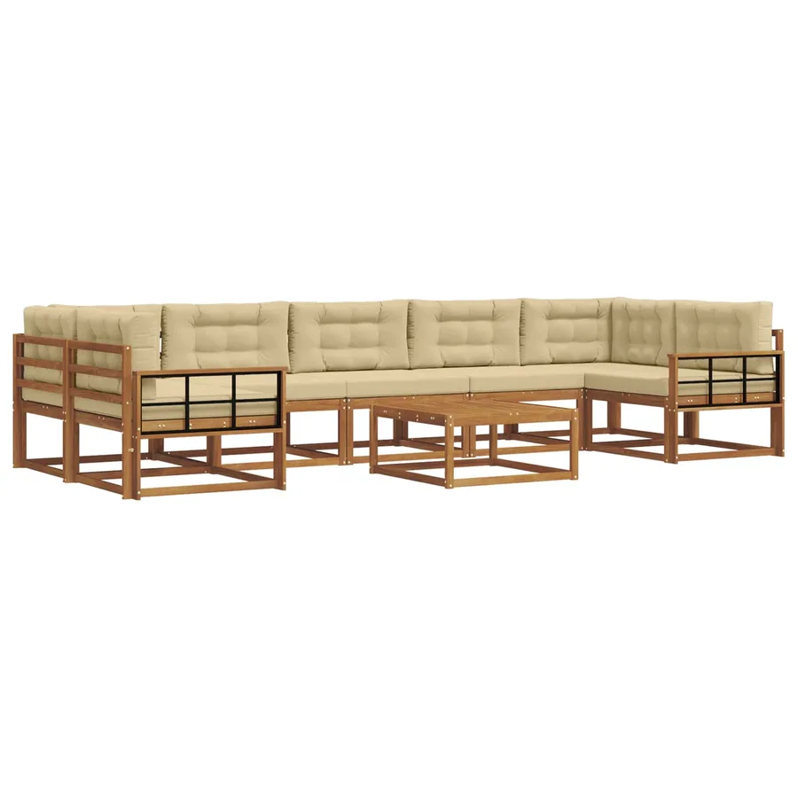 Ensemble de canapés d'extérieur 8 pcs Naturel et Beige - 2