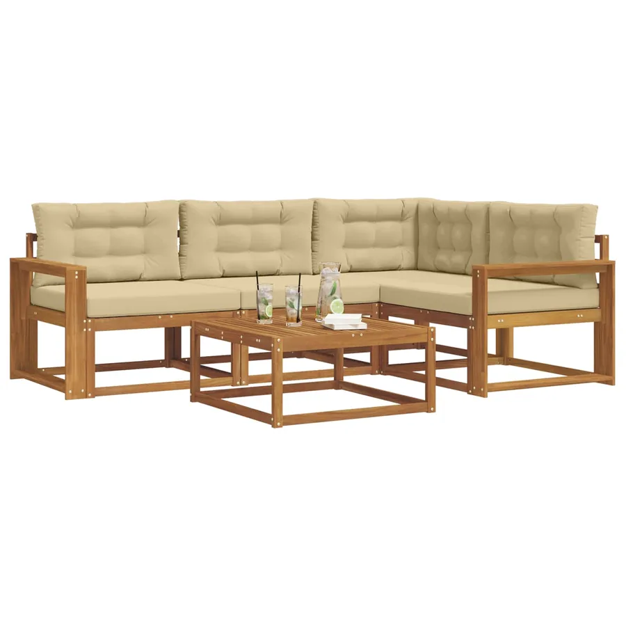 Ensemble de canapés d'extérieur 5 pcs Naturel et Beige - 3