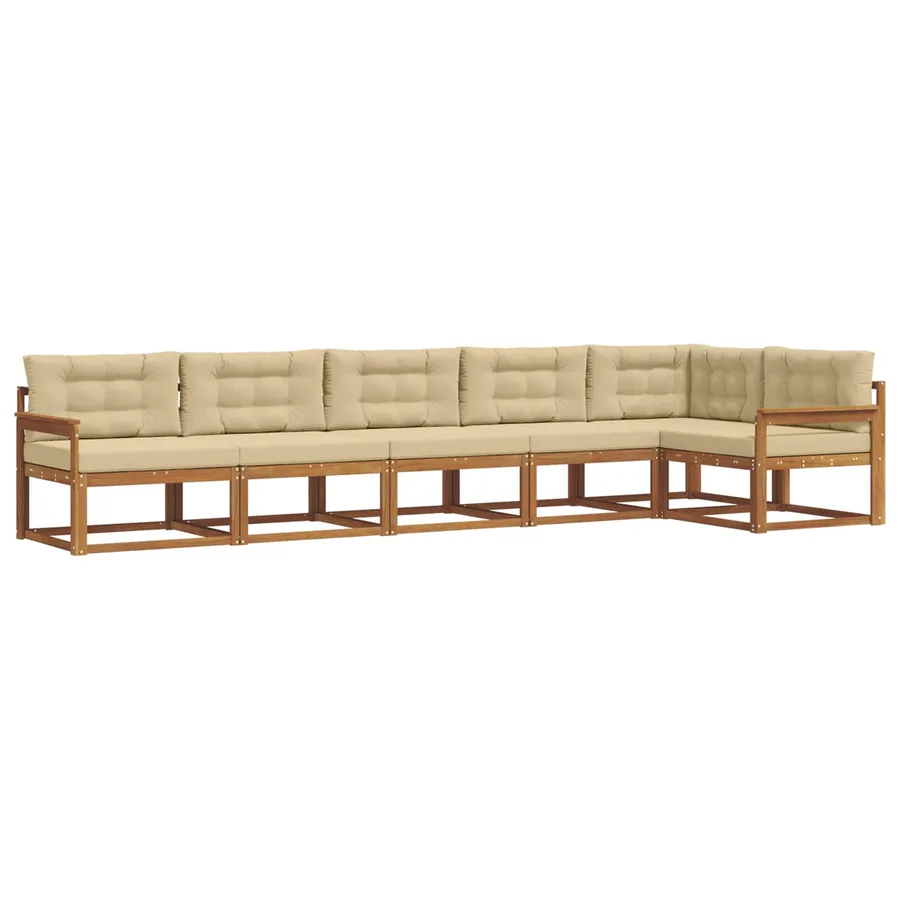 Ensemble de canapés d'extérieur 6 pcs Naturel et Beige - 2