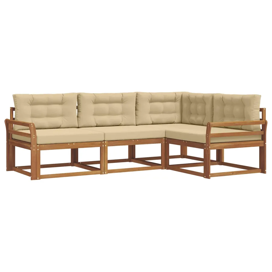 Ensemble de canapés d'extérieur 4 pcs Naturel et Beige - 2