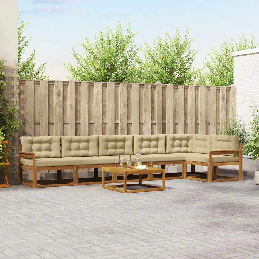 Ensemble de canapés d'extérieur 7 pcs Naturel et Beige