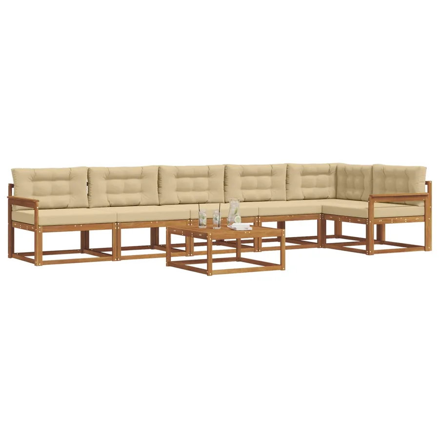 Ensemble de canapés d'extérieur 7 pcs Naturel et Beige - 3