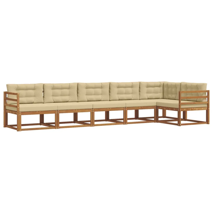 Ensemble de canapés d'extérieur 6 pcs Naturel et Beige - 2
