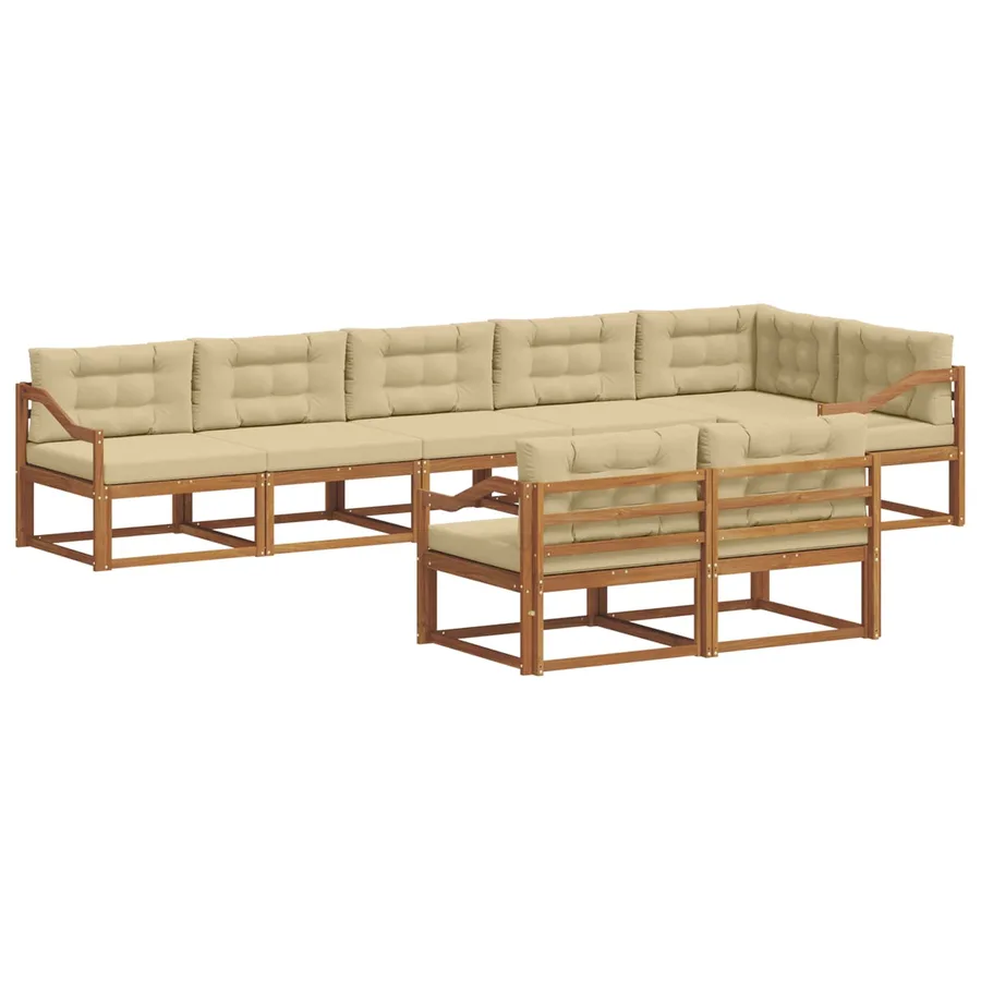 Ensemble de canapés d'extérieur 8 pc Naturel et Beige - 2