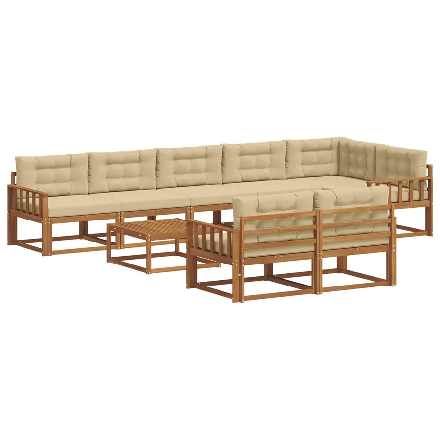 Ensemble de canapés d'extérieur 9 pcs Naturel et Beige - 2