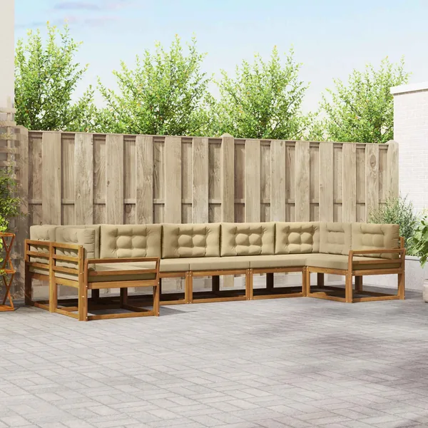 Ensemble de canapés d'extérieur 7 pcs Naturel et Beige