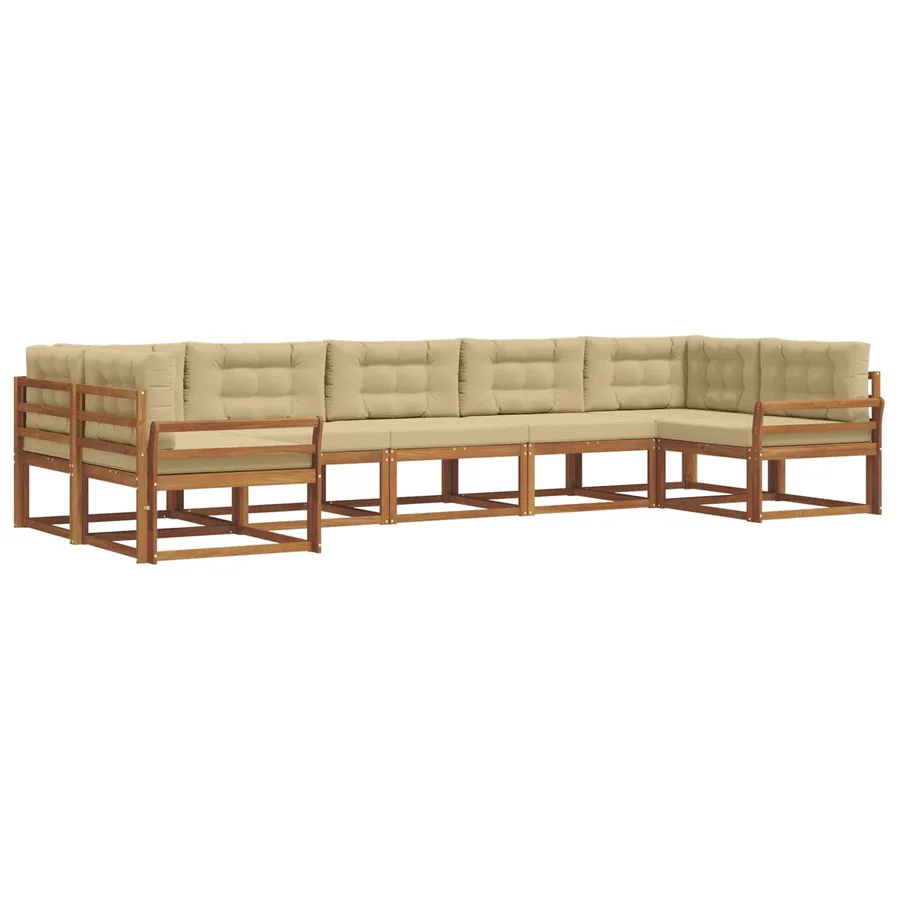Ensemble de canapés d'extérieur 7 pcs Naturel et Beige - 2