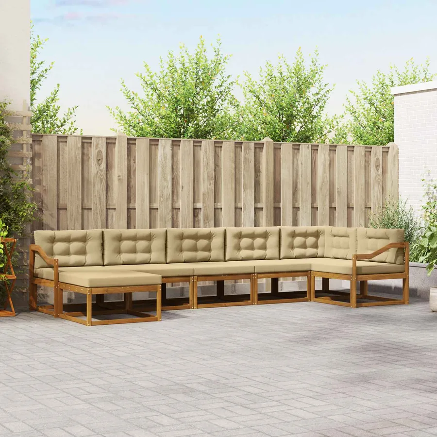 Ensemble de canapés d'extérieur 7 pcs Naturel et Beige